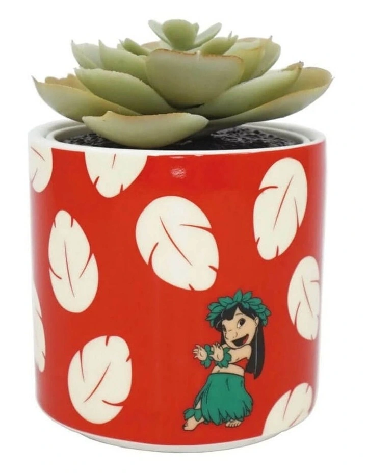 Classics - 'Lilo and Stitch' Planter with Faux Plant in Red image 1