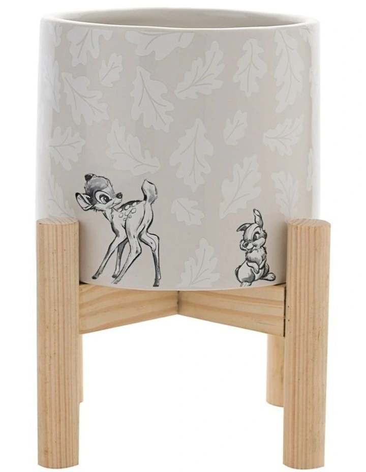 Forest Friends Bambi Planter on Stand in Beige image 1