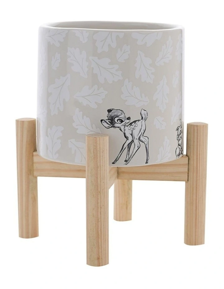 Forest Friends Bambi Planter on Stand in Beige image 2