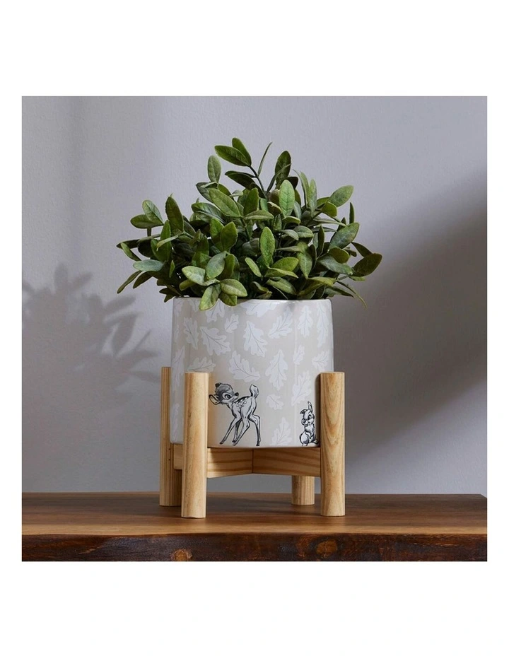 Forest Friends Bambi Planter on Stand in Beige image 4