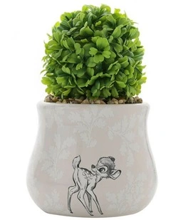 Forest Friends Bambi Ceramic Planter with Faux Plant in Beige