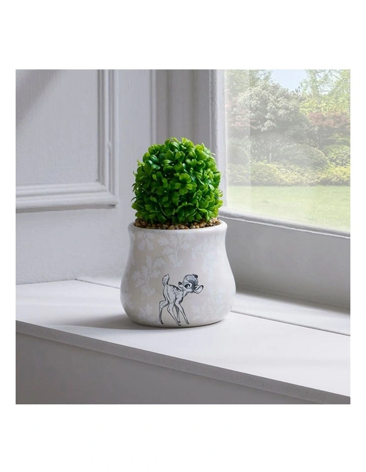 Forest Friends Bambi Ceramic Planter with Faux Plant in Beige image 5