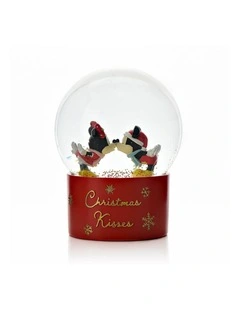 Glass Mickey: 'Christmas Kisses' Snowglobe Decor in Red