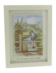 Classic Pooh Wall Plaque Fine Day For Friends Frame in Beige