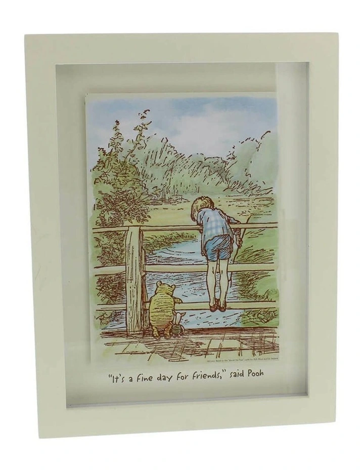 Classic Pooh Wall Plaque Fine Day For Friends Frame in Beige image 1