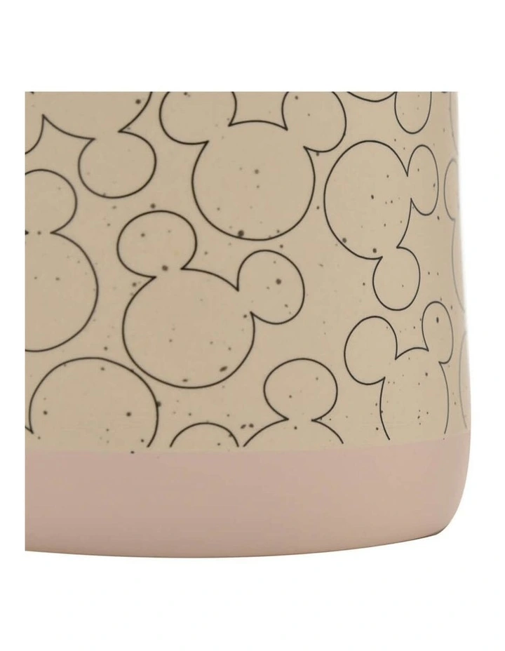 Mickey Ceramic Planter with Faux Plant in Beige image 2