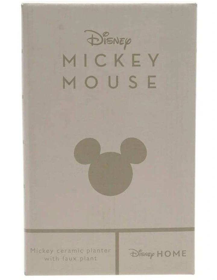 Mickey Ceramic Planter with Faux Plant in Beige image 3