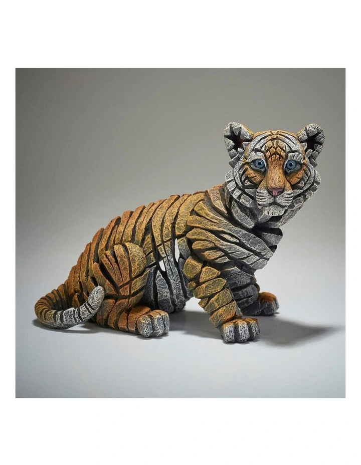 Stone Resin Tiger Cub Figure in Multi image 3
