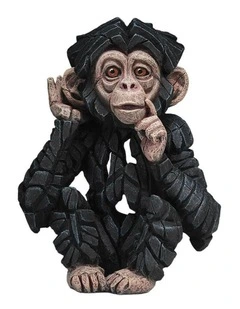 Stone Resin Baby Chimp Figure in Black
