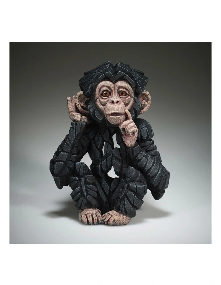 Stone Resin Baby Chimp Figure in Black image 2