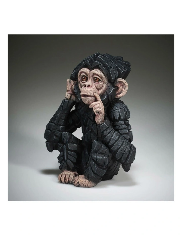 Stone Resin Baby Chimp Figure in Black image 3
