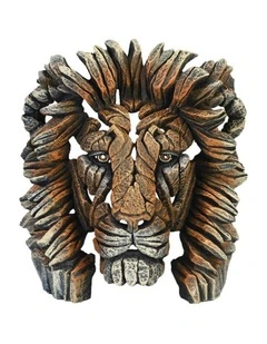 Miniature Lion Bust Sculpture 13cm in Brown
