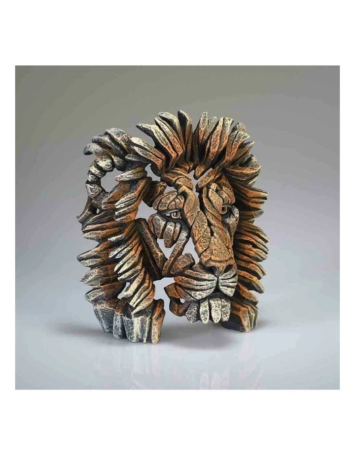 Miniature Lion Bust Sculpture 13cm in Brown image 4