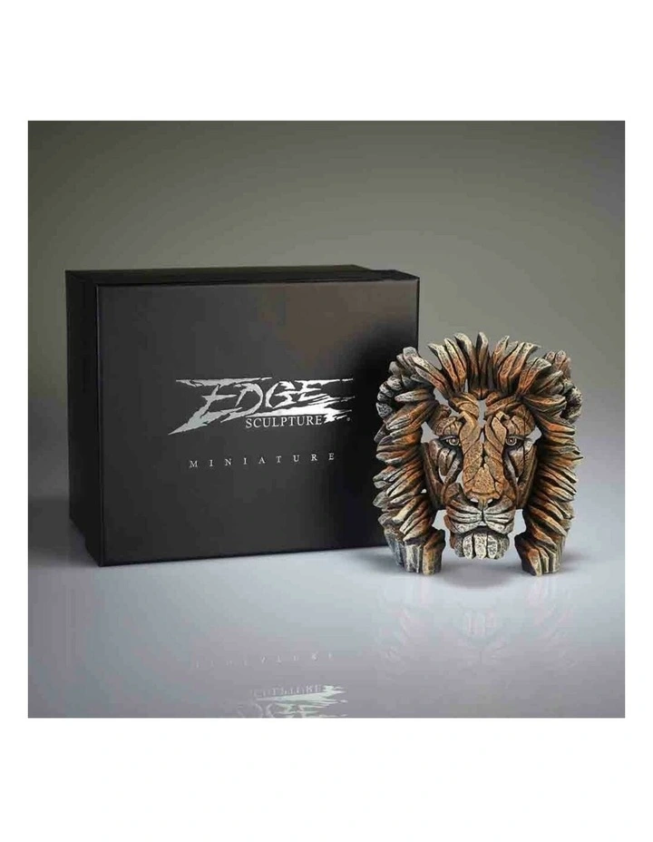 Miniature Lion Bust Sculpture 13cm in Brown image 7