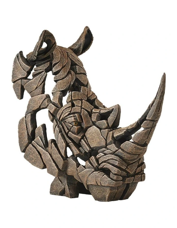 Edge Miniature Rhinoceros Bust Sculpture in Brown image 1