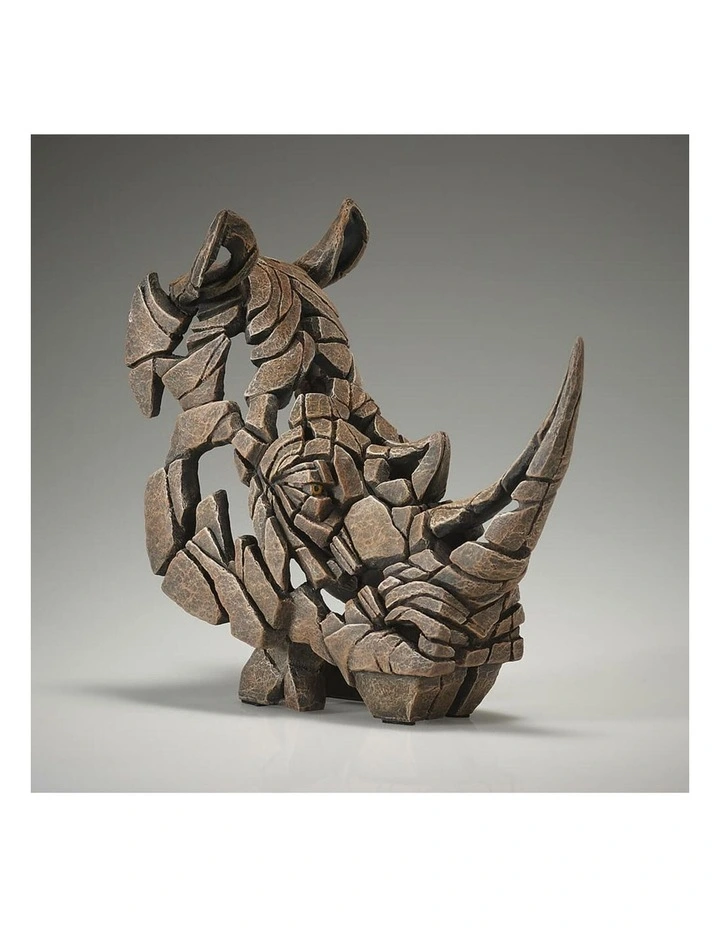 Edge Miniature Rhinoceros Bust Sculpture in Brown image 2