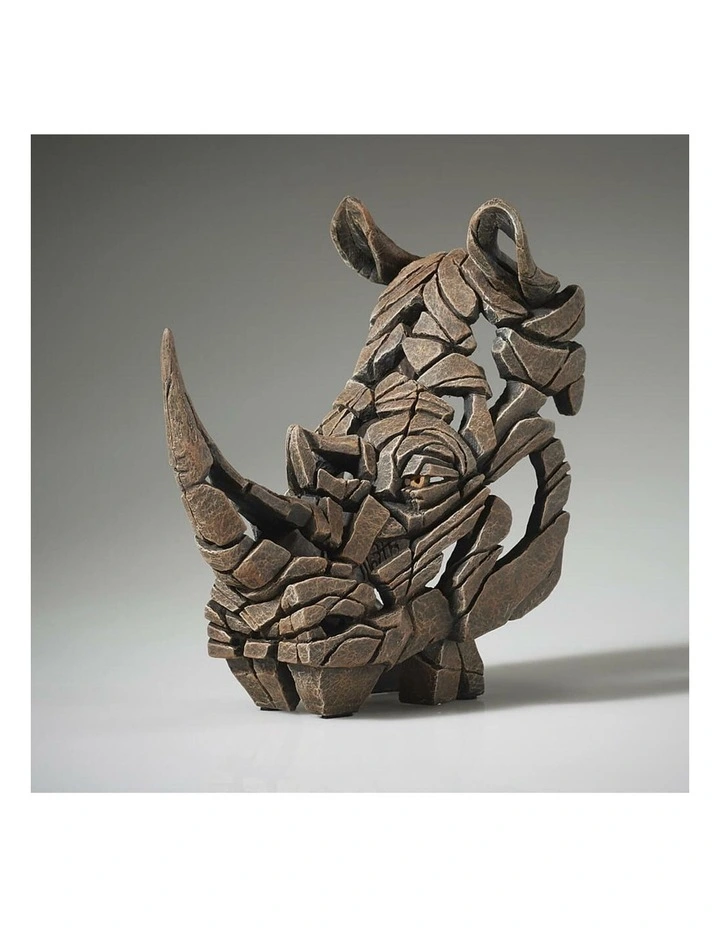 Edge Miniature Rhinoceros Bust Sculpture in Brown image 5