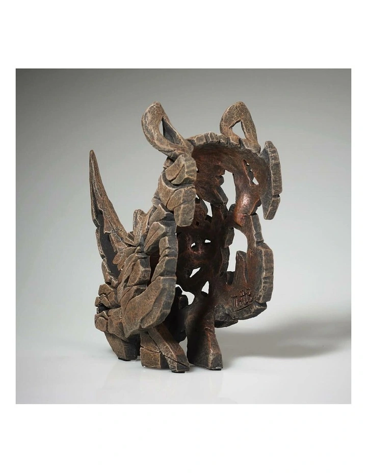 Edge Miniature Rhinoceros Bust Sculpture in Brown image 7