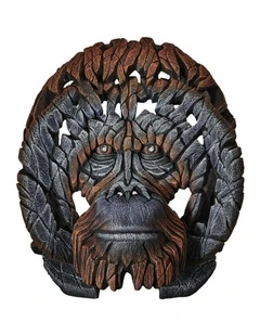 Stone Orangutan Bust Sculpture in Brown