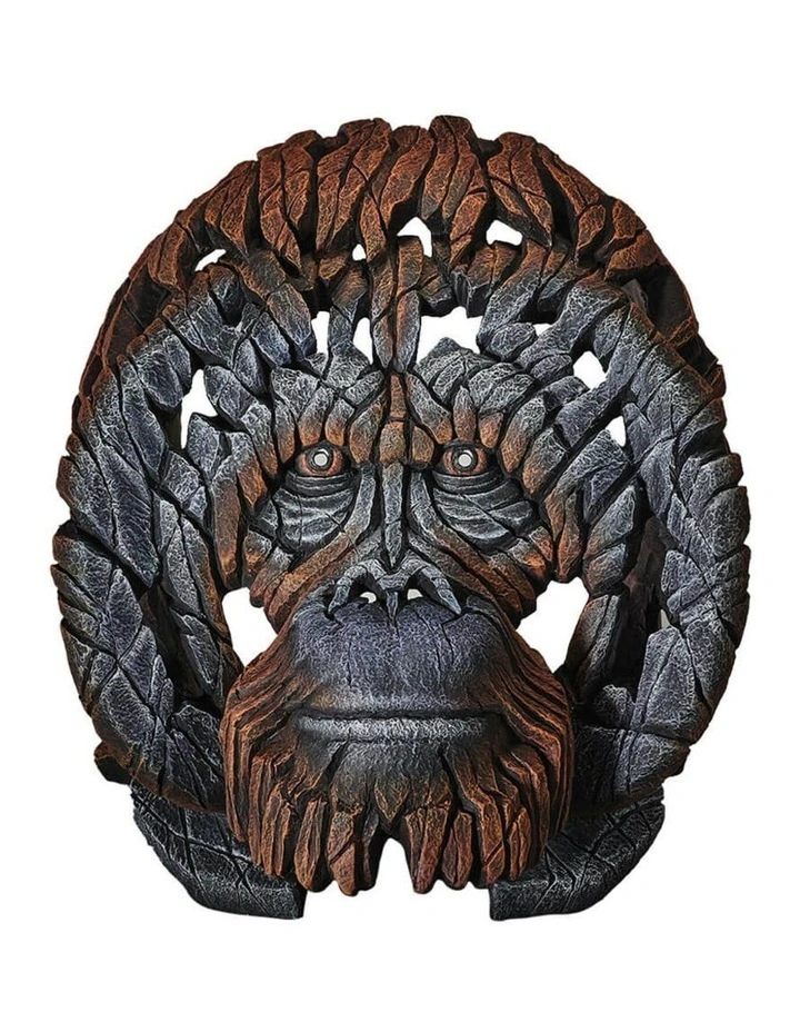 Stone Orangutan Bust Sculpture in Brown image 1
