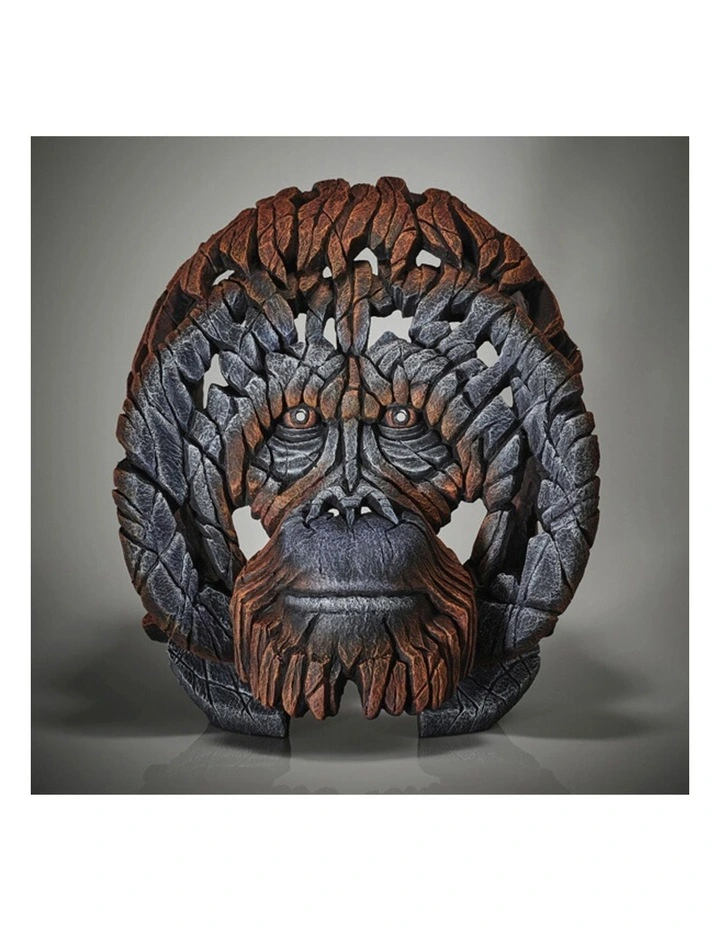 Stone Orangutan Bust Sculpture in Brown image 2