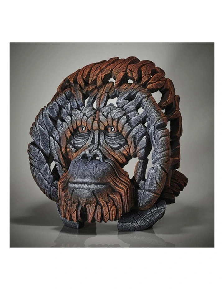 Stone Orangutan Bust Sculpture in Brown image 3