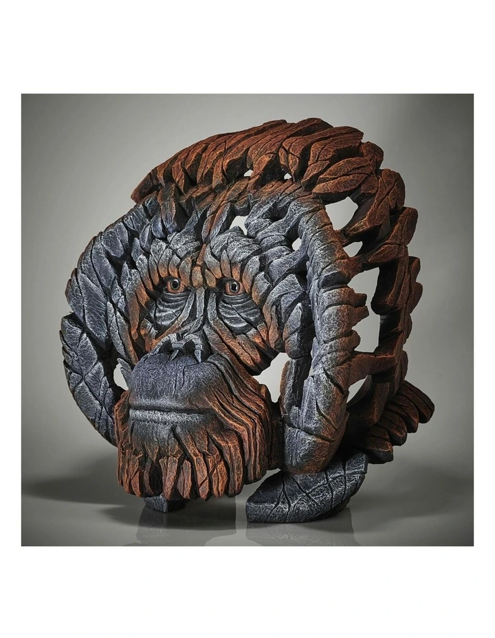 Stone Orangutan Bust Sculpture in Brown image 4