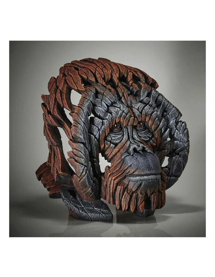 Stone Orangutan Bust Sculpture in Brown image 5