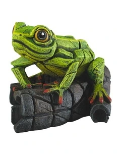 Stone Resin Home Decor African Tree Frog Figure 10cm in Green