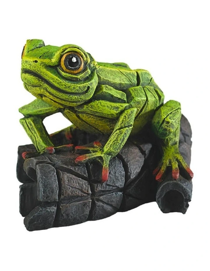 Stone Resin Home Decor African Tree Frog Figure 10cm in Green image 1