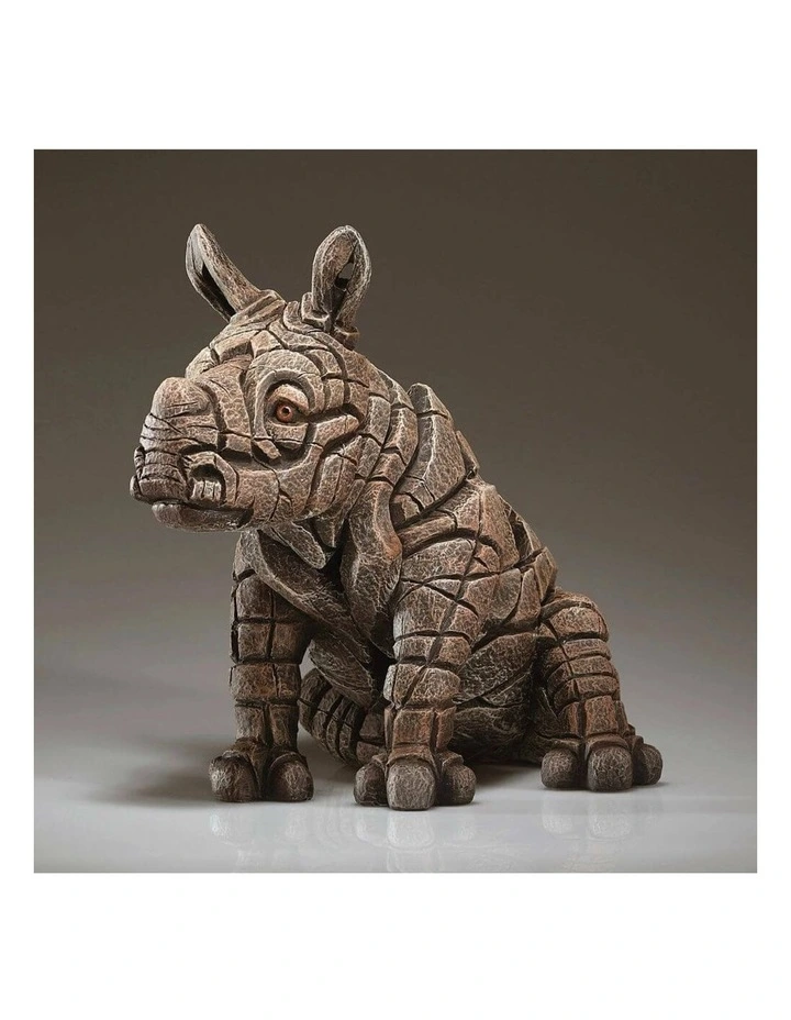 Garden And Home Decor Stone Resin Rhino Calf Figure Height 24cm in Brown image 4