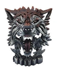 Garden And Home Decor Stone Resin Miniature Wolf Bust Height 13cm in Multi