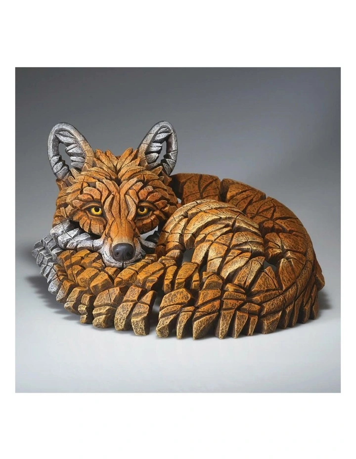 Garden And Home Decor Stone Resin Curled Up Fox Figure in Multi image 2