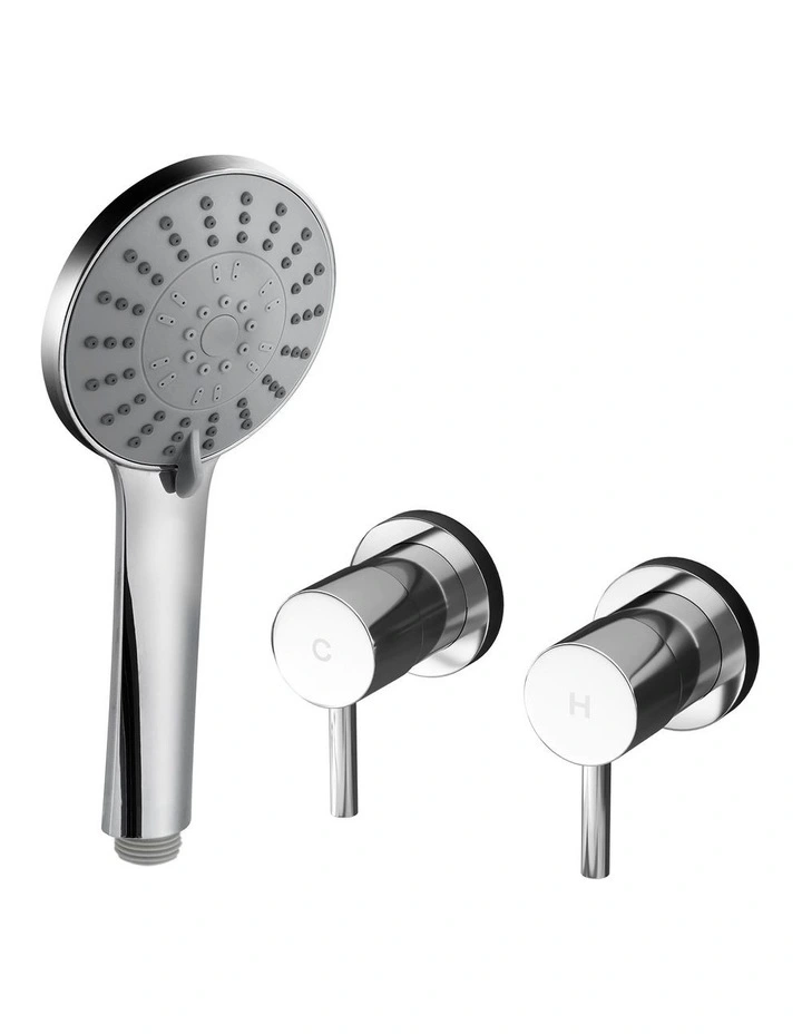 4.5 Handheld Shower Head Round with Wall Twin Swivel Bathroom Tap Silver image 1