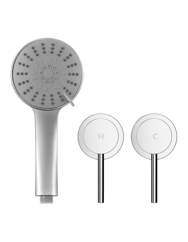 4.5 Handheld Shower Head Round with Wall Twin Swivel Bathroom Tap Silver image 2