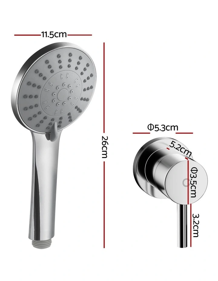 4.5 Handheld Shower Head Round with Wall Twin Swivel Bathroom Tap Silver image 4