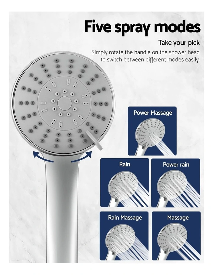 4.5 Handheld Shower Head Round with Wall Twin Swivel Bathroom Tap Silver image 6