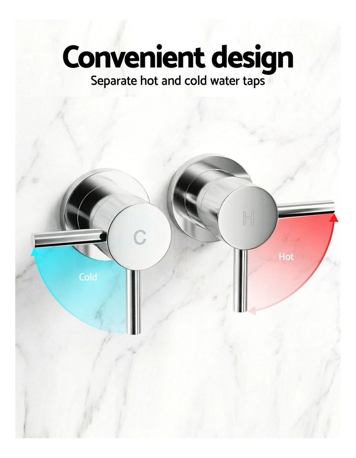 4.5 Handheld Shower Head Round with Wall Twin Swivel Bathroom Tap Silver image 7