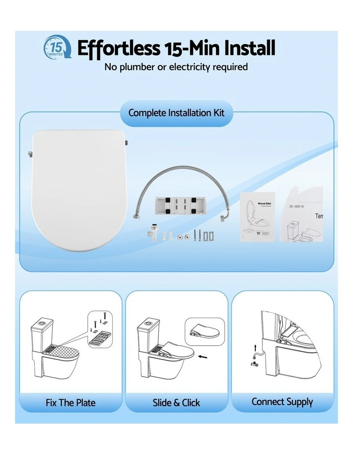 Non Electric Bidet Toilet Seat in White image 7