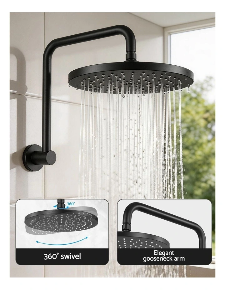 9'' Rain Overhead Swivel Shower Head with Wall Bathroom Mixer image 6
