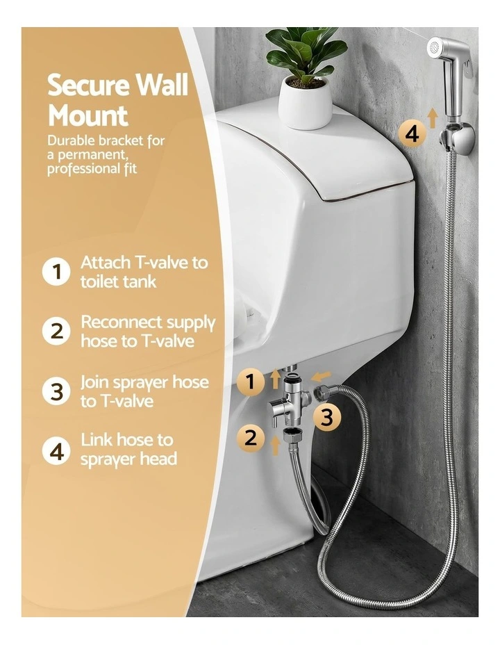 Handheld Bidet Sprayer 1.5m Stainless Steel Hose in Silver image 7