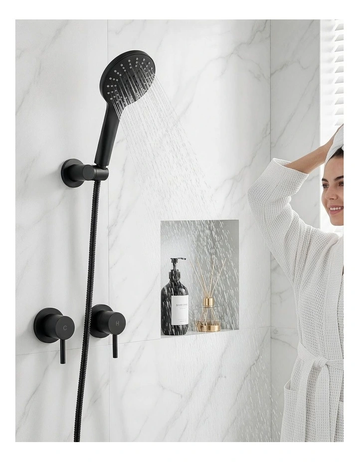 4.5 Handheld Shower Head Round with Wall Twin Swivel Bathroom Tap image 3