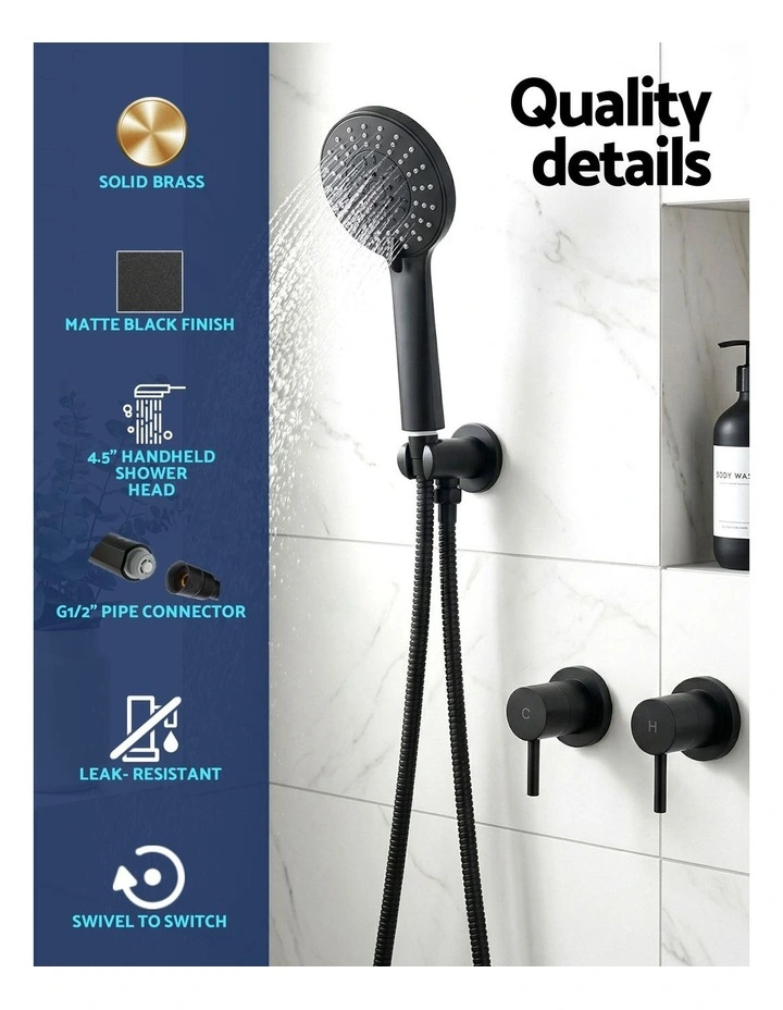 4.5 Handheld Shower Head Round with Wall Twin Swivel Bathroom Tap image 5