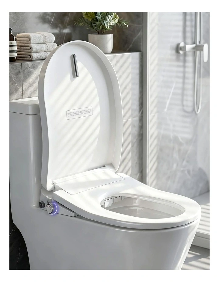 Washing Without Power Heated D-Shape Air Dryer Electric Bidet Toilet Seat in White image 3