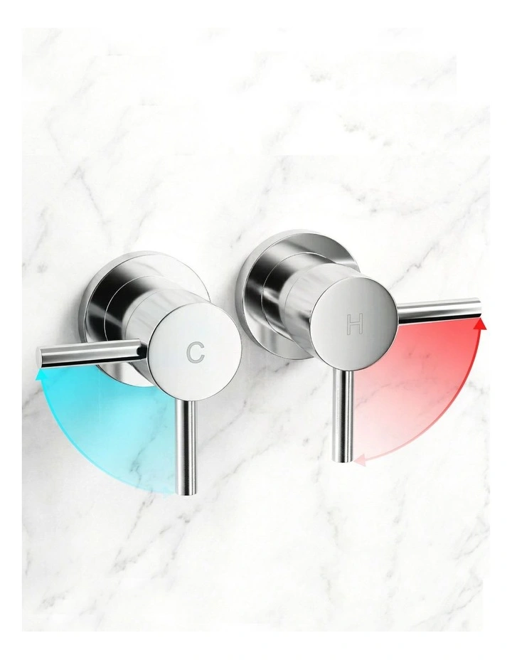 Cefito 9'' Rain Overhead Swivel Shower Head with Wall Twin Swivel Bathroom Tap Silver image 7