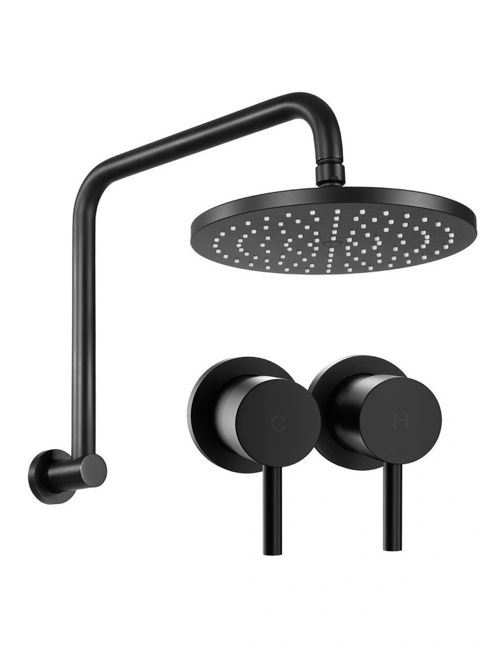 Cefito 9'' Rain Overhead Swivel Shower Head with Wall Twin Swivel Bathroom Tap image 1
