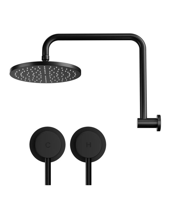 Cefito 9'' Rain Overhead Swivel Shower Head with Wall Twin Swivel Bathroom Tap image 2