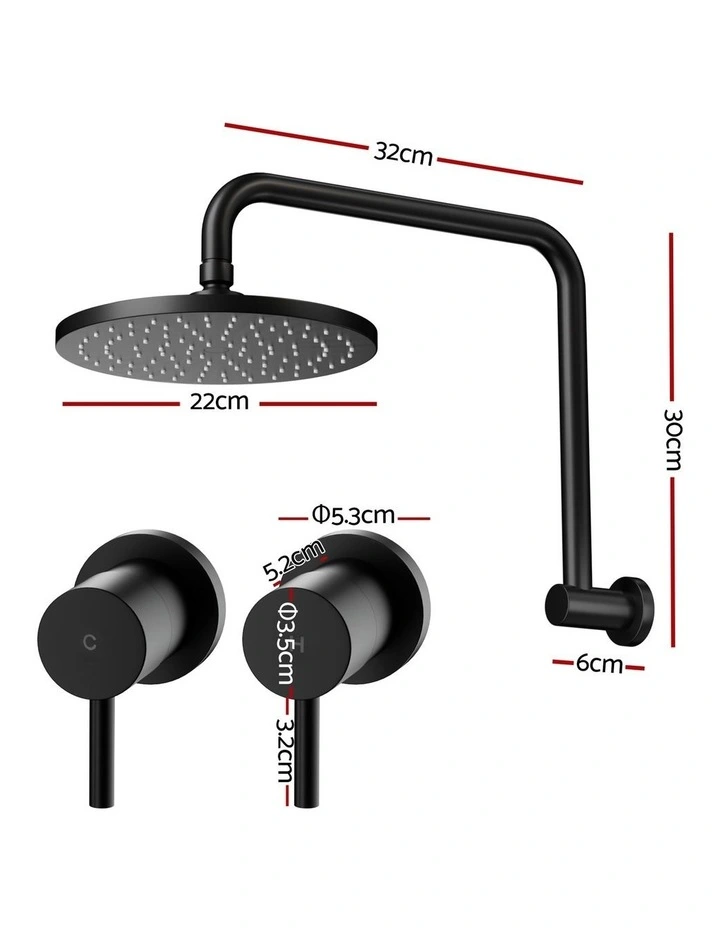 Cefito 9'' Rain Overhead Swivel Shower Head with Wall Twin Swivel Bathroom Tap image 4