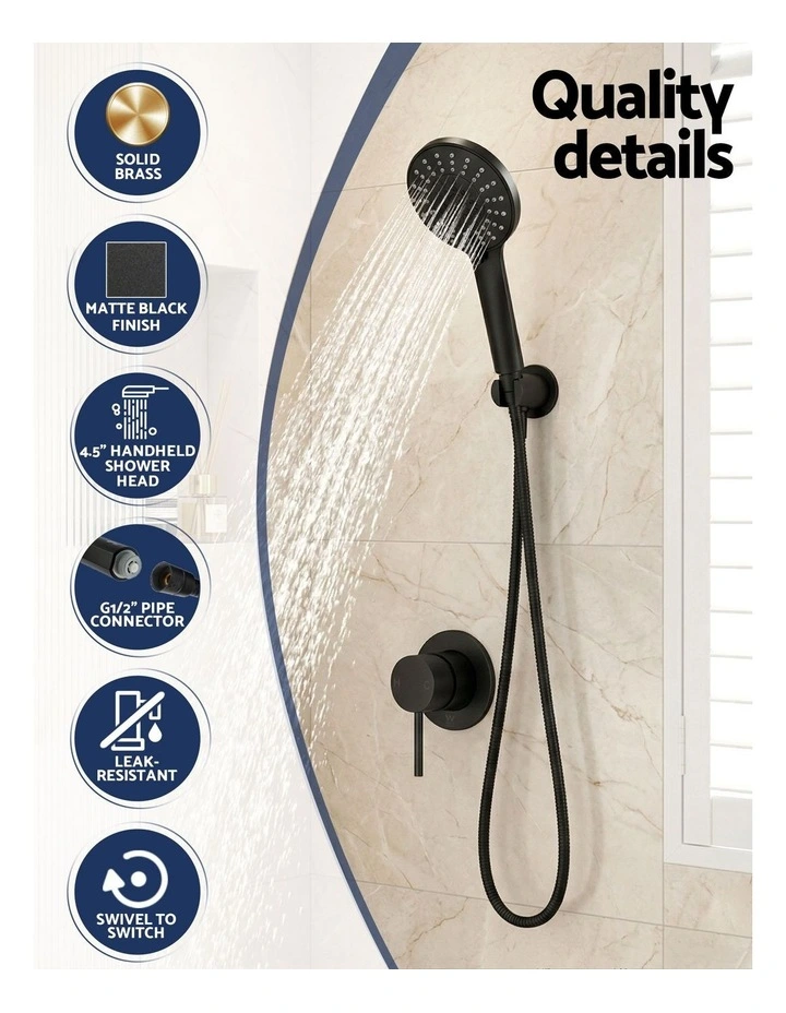 4.5 Handheld Shower Head Round with Wall  Bathroom Mixer image 5