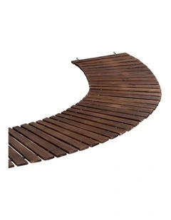 Wooden Garden Pathway Roll-Out Curved Walkway Outdoor Backyard 8Ft in Charcoal Brown